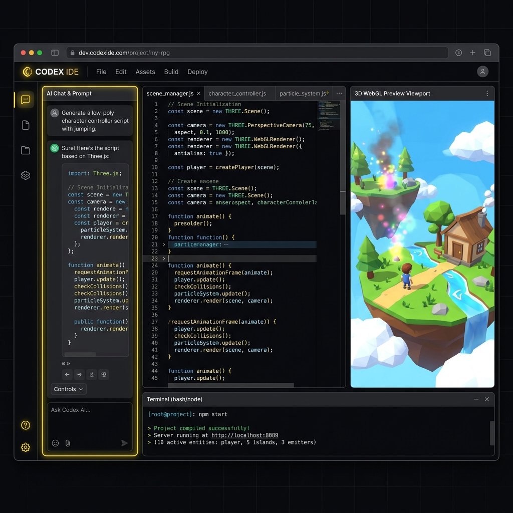 LumenForge IDE — AI chat, code editor, and 3D preview